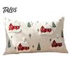 Modern Living Room Pillow Protectors Christmas Cottage Cushion Cover, Red Snowy House Pillowcase, Decorative Festive Covers Throw Case for Sofa Couch