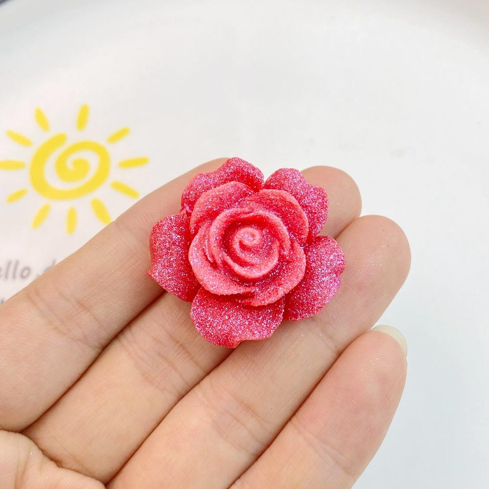 7Pcs New Mini Cute Shiny Roses Flat Back Resin Cabochons DIY Jewelry Craft Decoration Accessories
