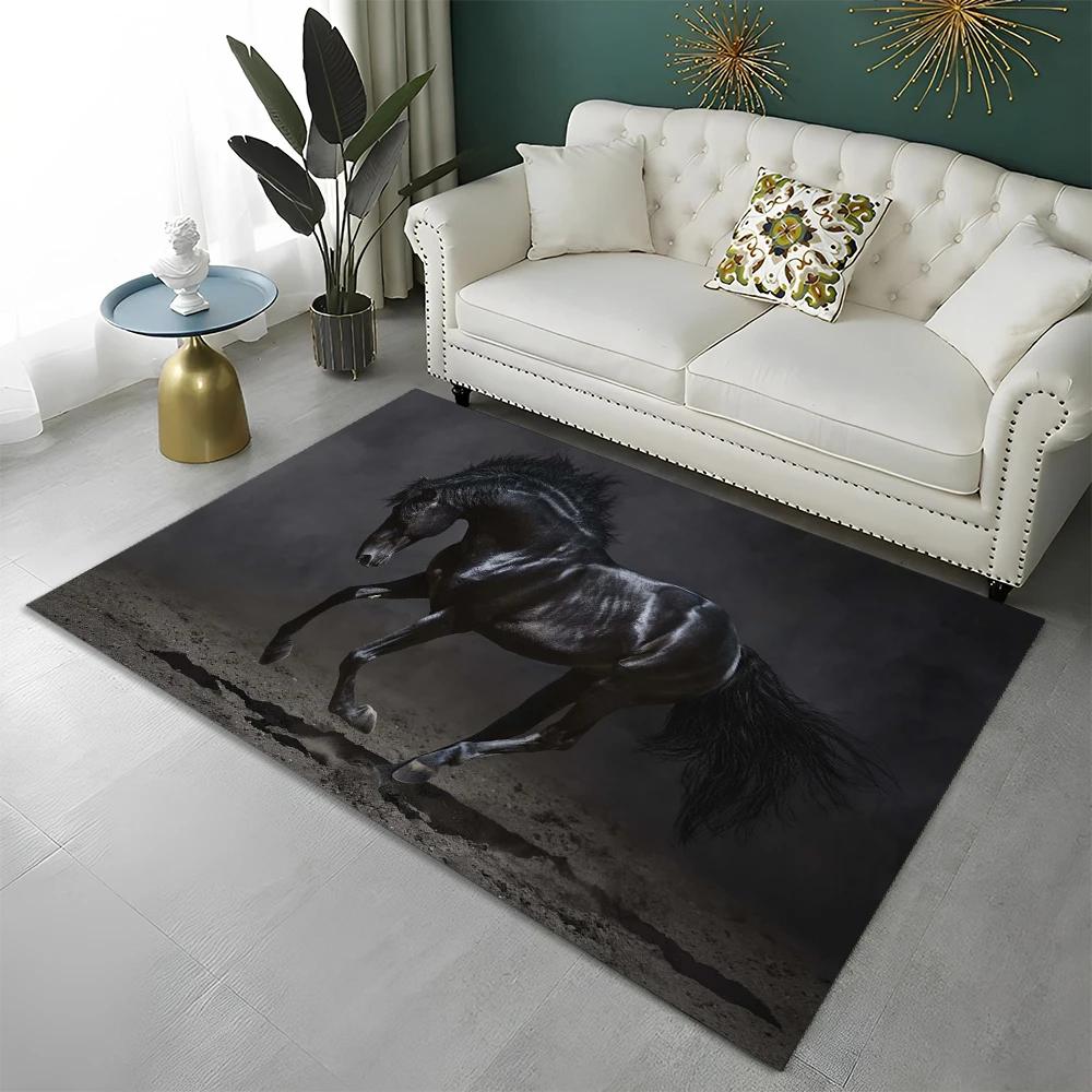 3D Animal Pentium Gallant Horse Steed Carpet Rug for Home Living Room Bedroom Sofa Doormat Decor,kid Area Rug Non-slip Floor Mat