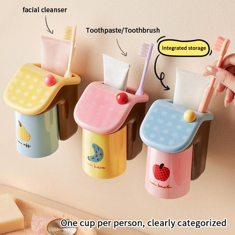 Magnetic Suction Mouthwash Cup Wall Mounted Magnet Toothbrush Holder For Home Bathroom Shower No Hole Drain Rack Brushing Access