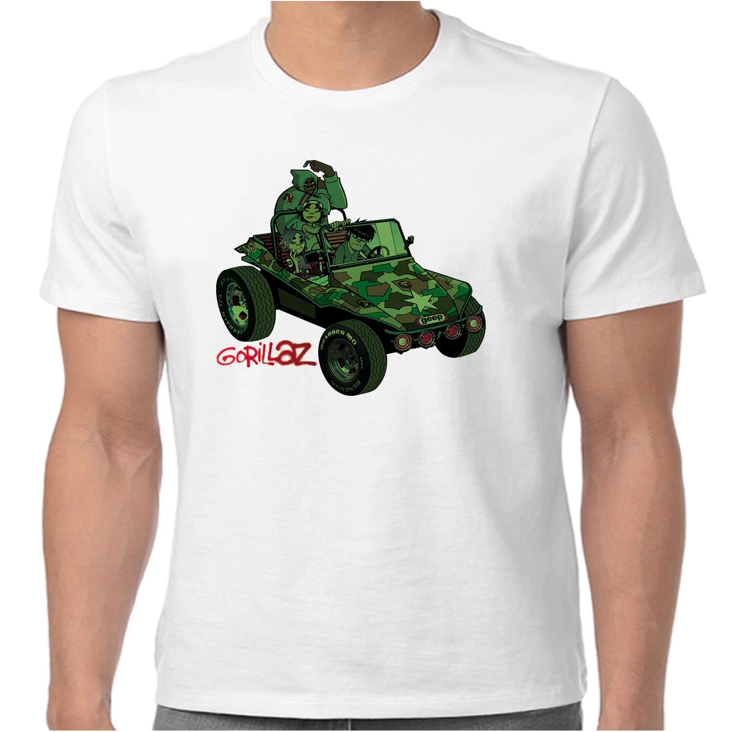 Official Gorillaz T Shirt Jeep Geep Band Logo White New S M L XL XXL 2XL