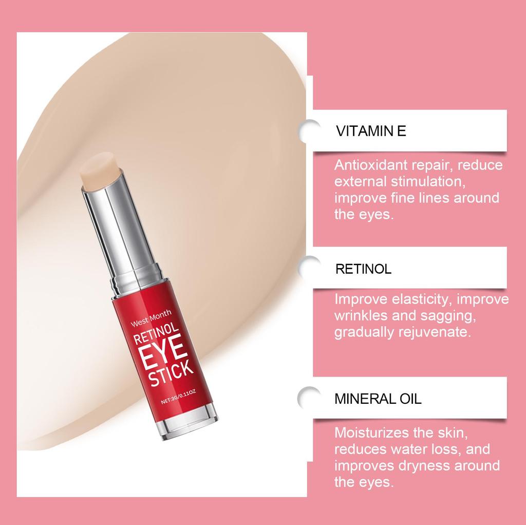 West&Month Retinol Eye Cream Stick Firming, Hydrating, Brightening Massage Around the Eyes For the Eye Area 3g