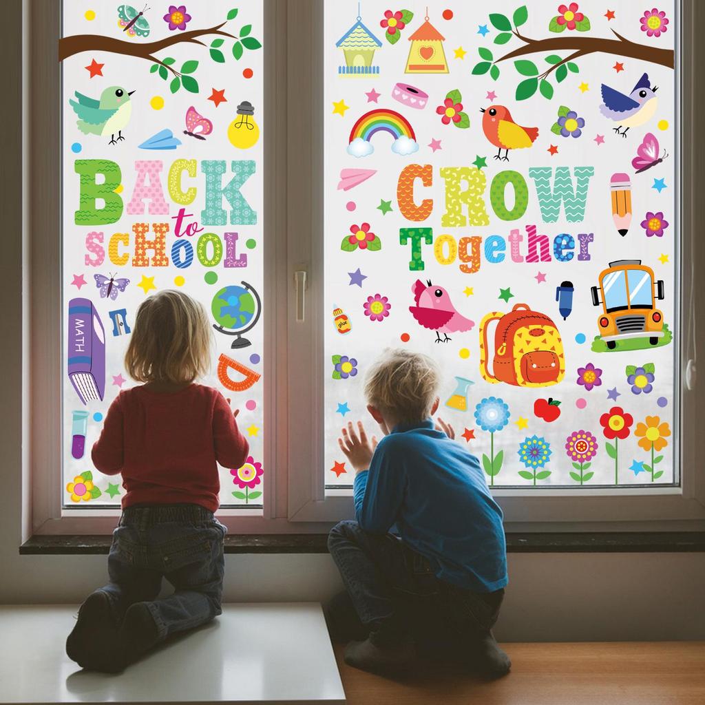 2026 Cartoon Little Birds Electrostatic Stickers for School Season - Stationery, Doors, Windows, Glass Decoration