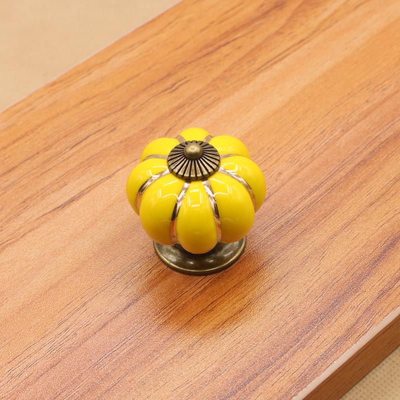 Vintage Furniture Handle Door Knobs Furniture Drawer Cupboard Kitchen Pull Handle Pumpkin Ceramic Cabinet Handles Retro Hardware