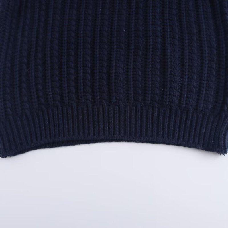 Kaslead New Arrival Women's Clothing Fashion Style Fashion Thick Needle Loose Half Zipper and Lapel Knitted Pullover Sweater