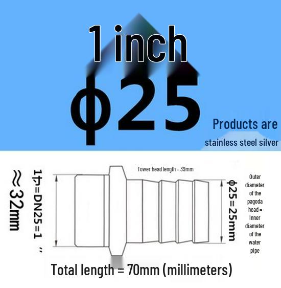 304 Stainless Steel Hex Threaded Water Hose Barb Connector