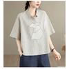 DIMANAF 2026 Women Plus Size New Summer Blouse Shirt Cotton Short Sleeve Embroidery Casual Loose Lady Tops Shirts