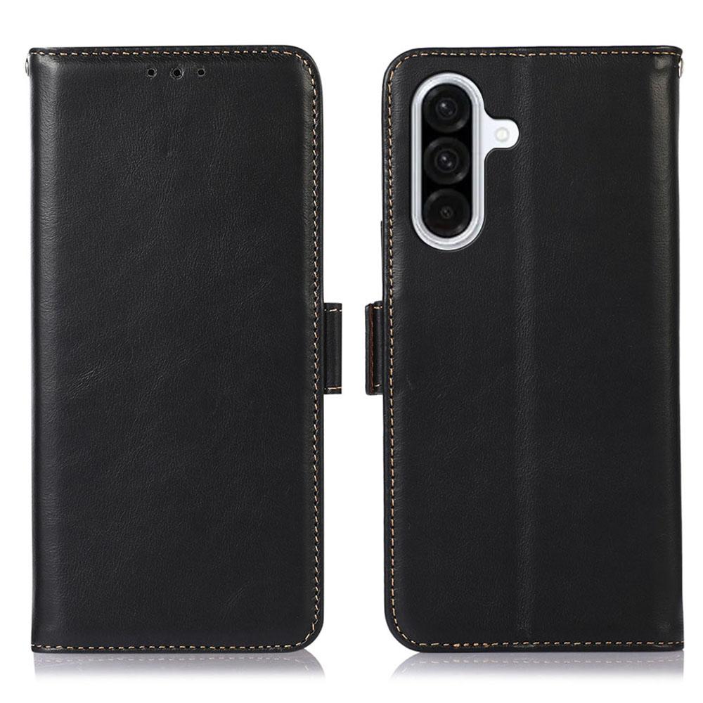For Samsung Galaxy A17 Case RFID Blocking Genuine Cow Leather Wallet Phone Cover