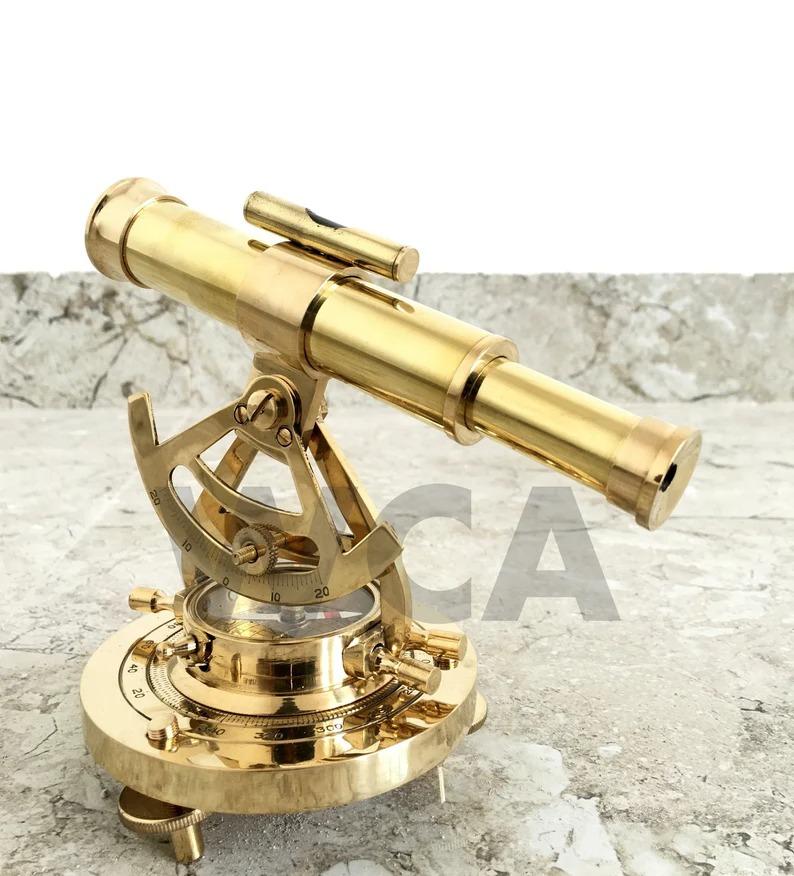 

Nautical Survey Instrument Brass Alidate Telescope With Working Compass Gift For Office Table Top Decor Width: 6.5 inches Height: золотой