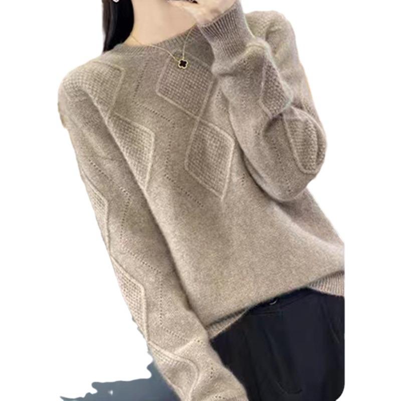 Autumn and Winter Women's Pullover Sweater Knitted Sweater with Round Neck and Loose