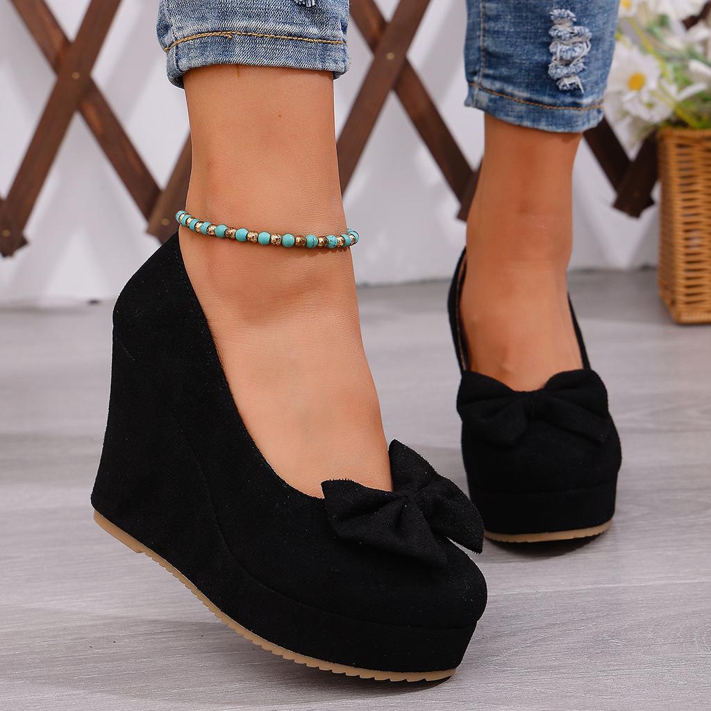 Spring/Autumn Pointed Toe Wedge Heel Shoes for Women, Fashionable Thick Sole Low-Cut High Heels, Women's Shoes 2026