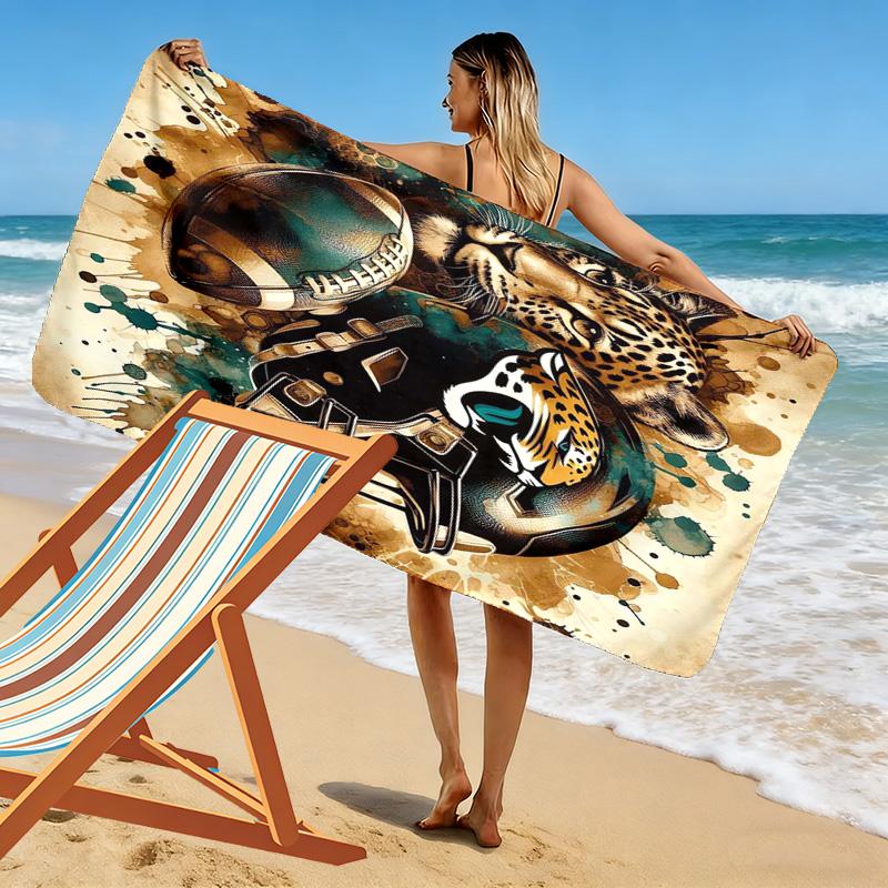 Jacksonville Jaguars Print Beach Towel, Large Soft Quick Dry Towel for Beach Camping Swimming