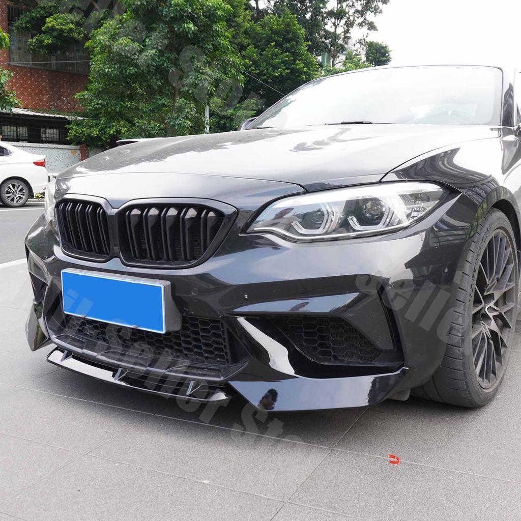For BMW F87 M2 Competition 2016 2017 2018 2019 2020 Front Bumper Lip Car Accessories Spoiler Splitter Body Kit Glossy Black