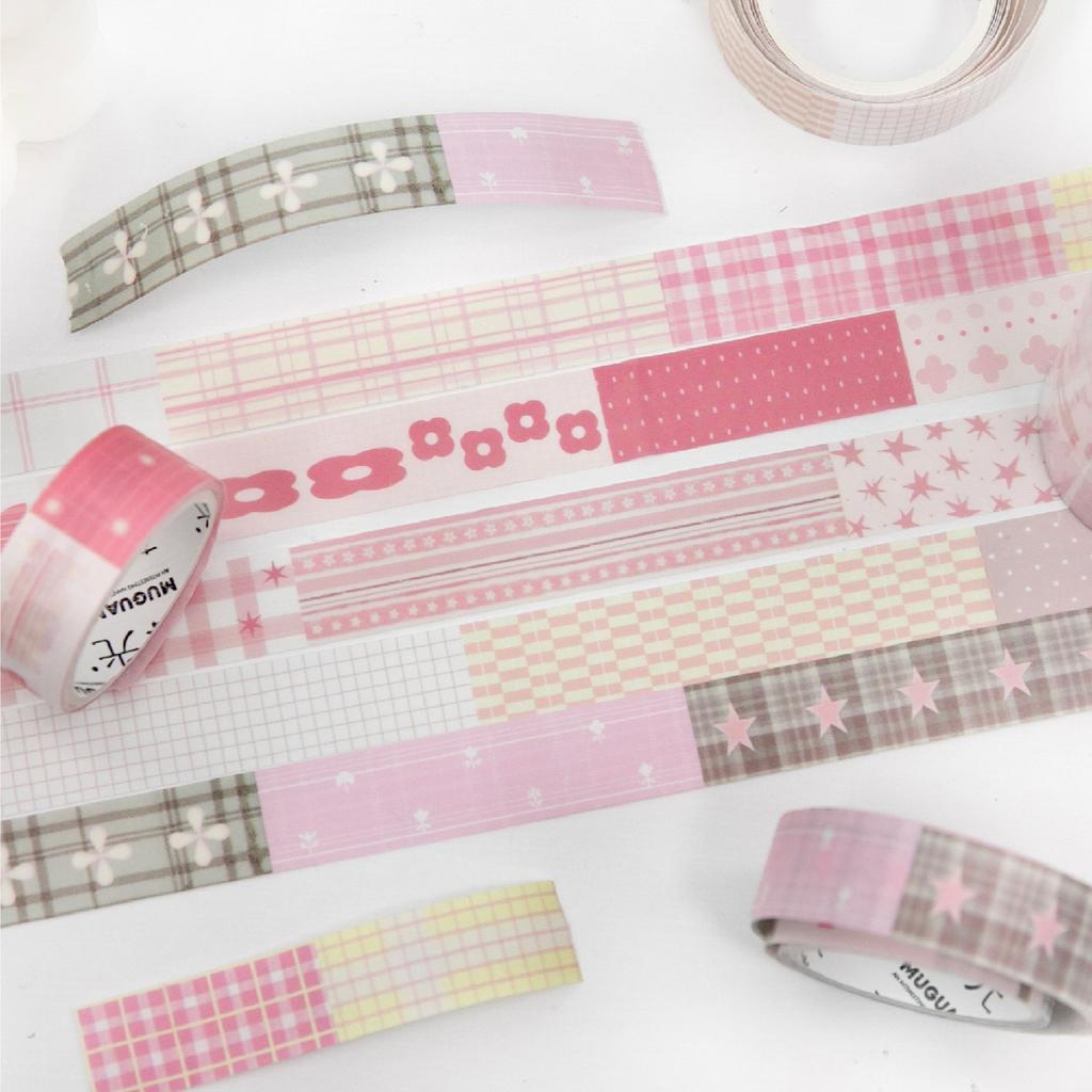 JIAMEI 5rolls Fabric Fragments Series Ins Simple Basic Decoration Washi Tape Set DIY Handmade Collage Aesthetic Scrapbook Tape