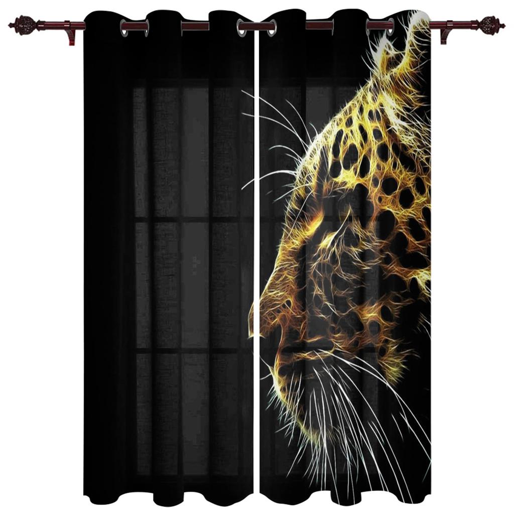 Leopard Afrika Beast Fierce Gaze Vorhänge für Kinderzimmer Küche Paravent für Wohnzimmer Urlaubsdeko Voile Vorhang