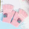 New half-finger gloves women's winter strawberry fleece thickened fashion open finger cold warm knitted plush gloves