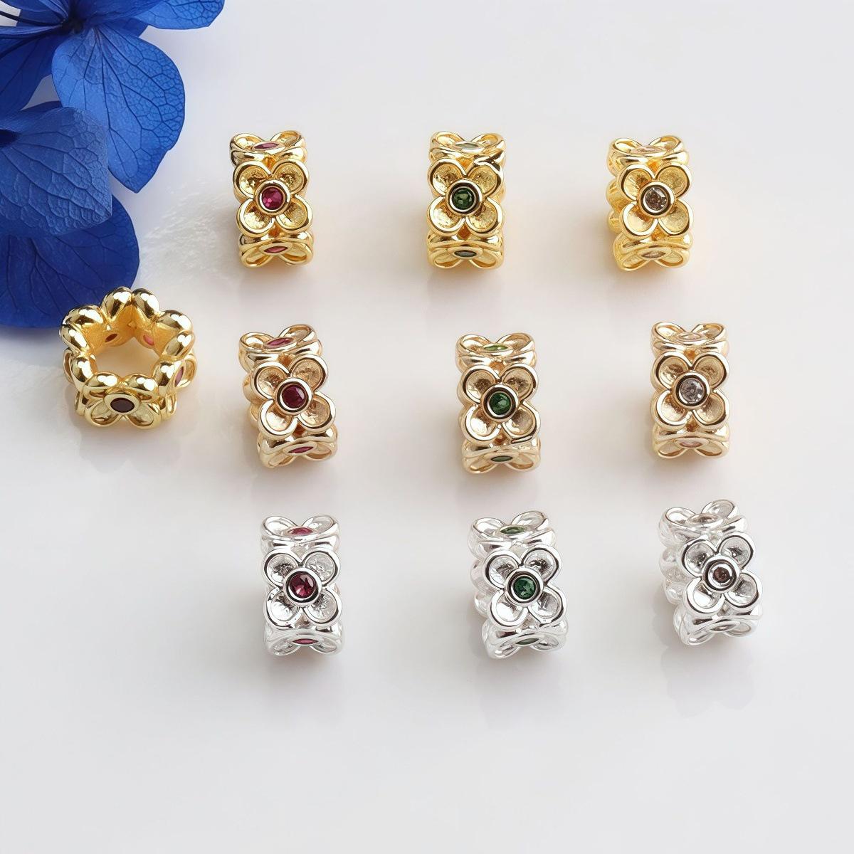 

14K Gold Filled Zircon Wreath Spacer Beads for DIY Beading. 1x 18k Gold Red Zircon Wreath Ring