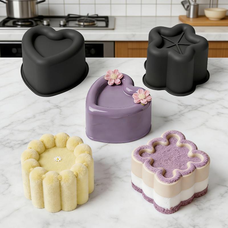 Herz Stern Quadrat Bento Kuchen Silikonform Schokoladenmousse Form Obstkuchen Dekorationen Wiederverwendbar Seife Kerze Gips Herstellungsform