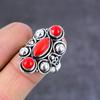 Red Coral Handmade 925 Sterling Silver Jewelry Ring Size 11 Gift For Her P0d52
