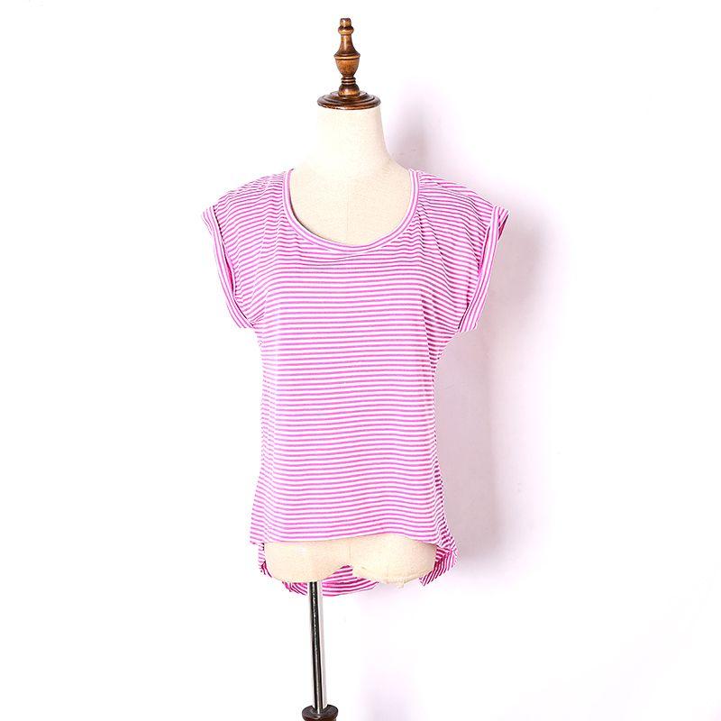 

Женская летняя футболка с коротким рукавом, топы, свободная, клетчатая, рукав до локтя, универсальная, модная, асимметричная планка, полоски, большого размера, лето Red M