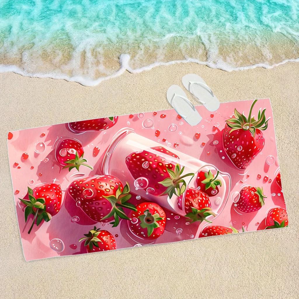 Strawberry-Filled Paradise: Beach Towel for Summer Bliss Suitable for towels, bath towels, beach towels