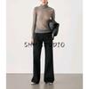 MD Spring New Arrival Women's American Basic Style Semi See-through Turtleneck Long Sleeves Knitting Bottoming Shirt T-shirt 6806524