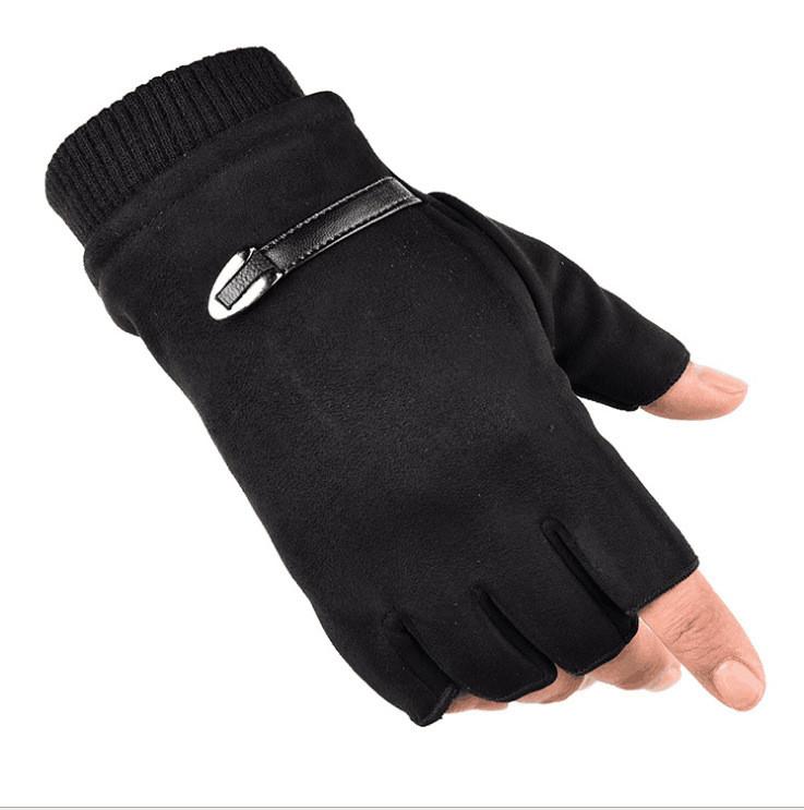 Mens Fleece Half Finger Gloves With Touch Screen For Commute And Active Outdoor Use