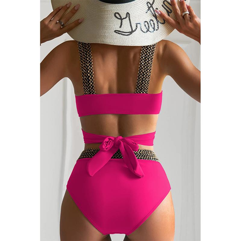 Sommer Push Up Frauen Klassische Badeanzug Hohe Taille Bikini Set Zwei Stücke Bademode Weiblichen Strand Badeanzug