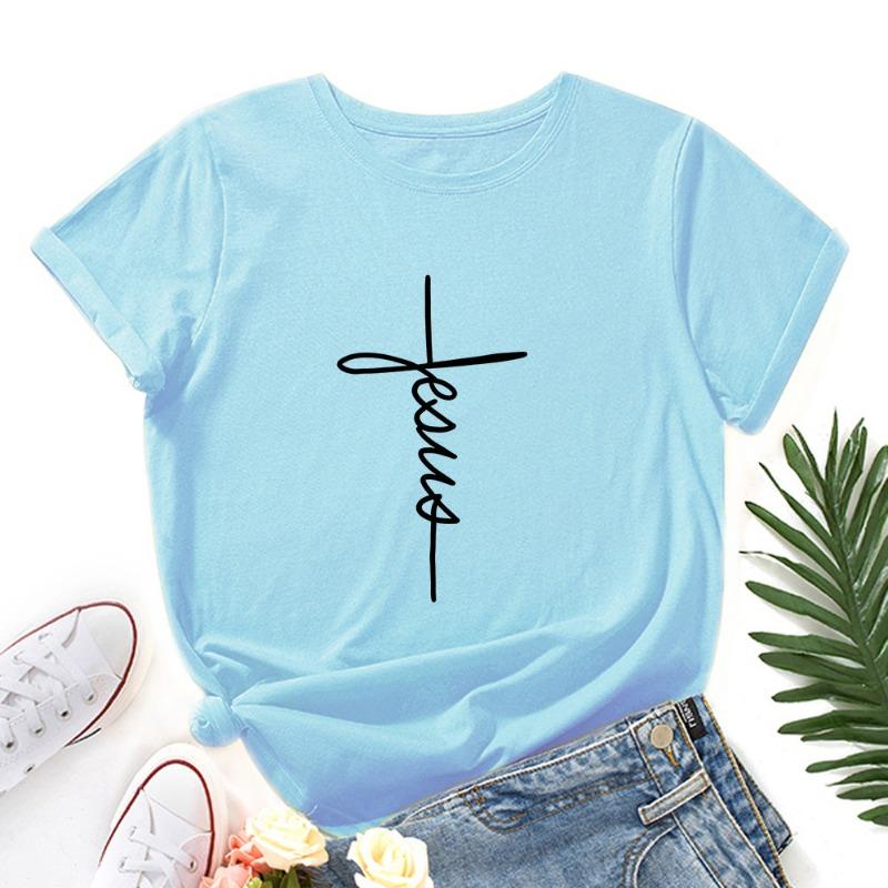 Cotton tees Summer Pure Cotton Women's Printed Loose Round Neck Short Sleeved T-Shirts Women’s