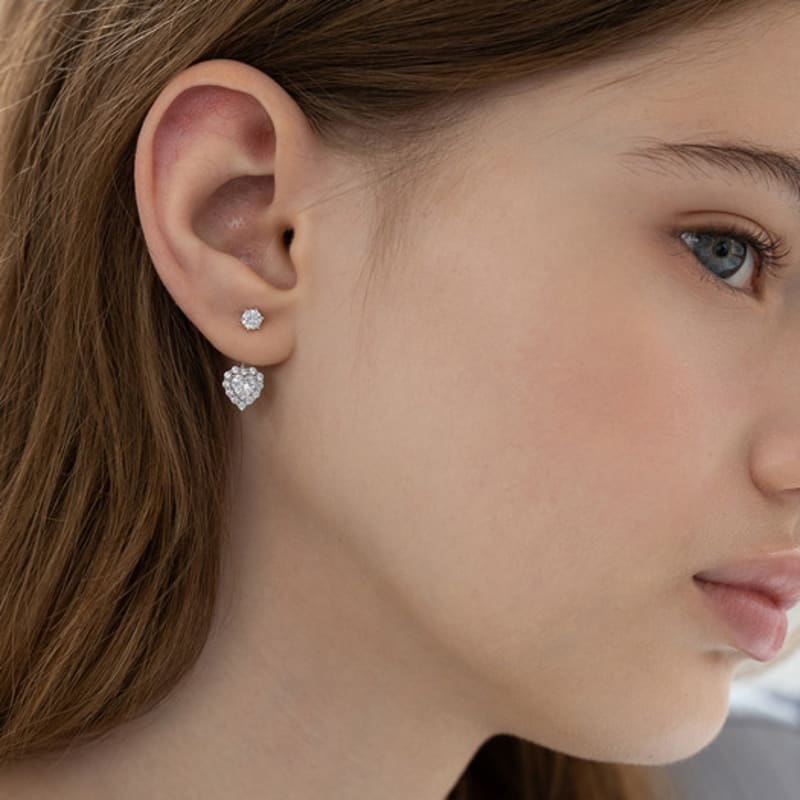 Tatiana (925 Silver) Dewey Heart Ear Jacket Earrings EC3171