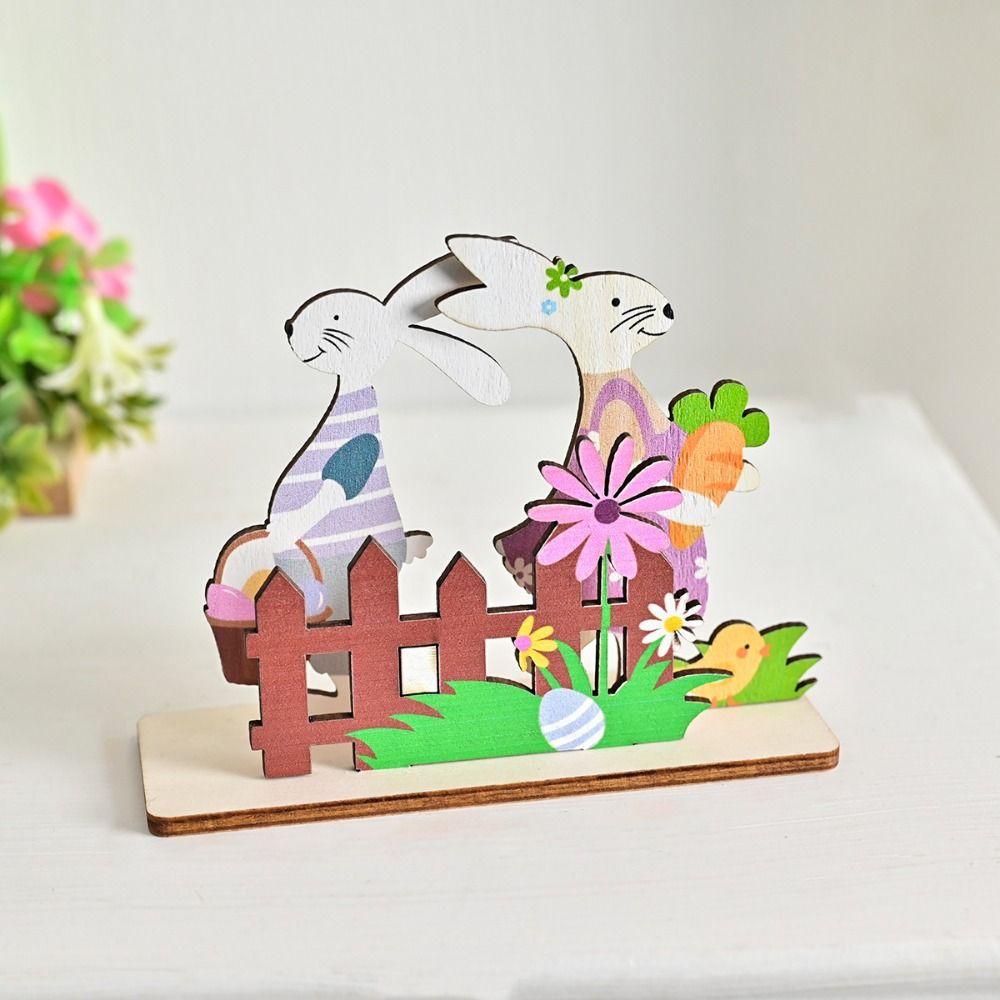 Cartoon Easter Bunny Ornaments Cute Colorful Easter Ornaments Easter Wooden Ornaments  Desktop