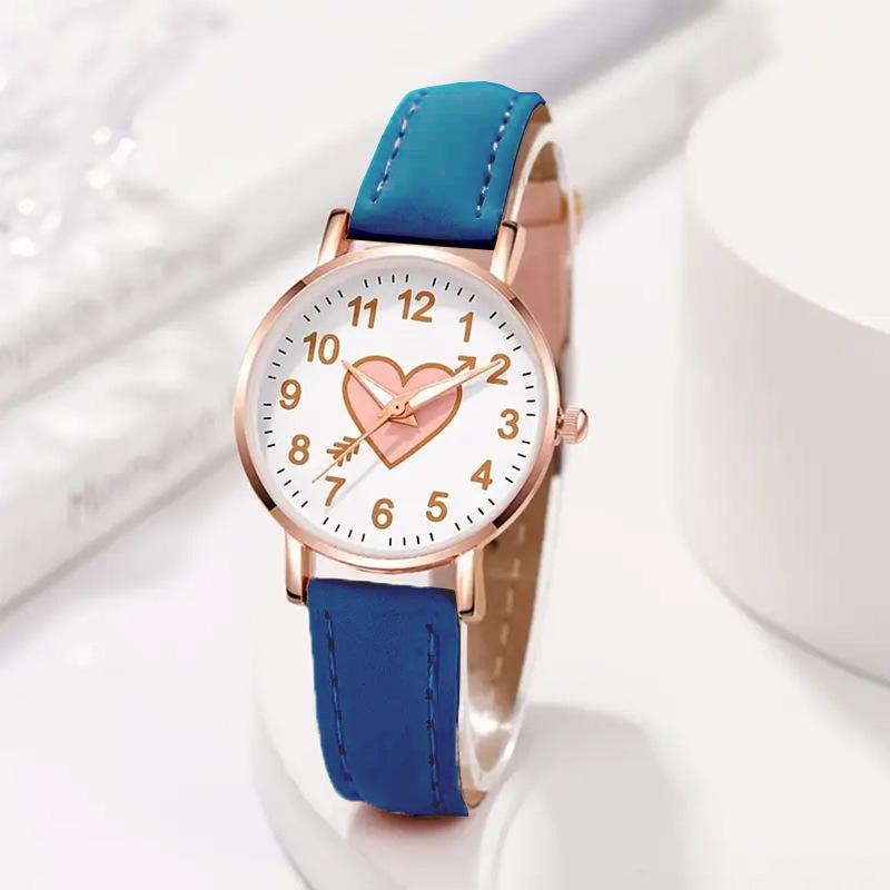 Cute Heart-shaped Dial Female Watch Student Wristwatch Simple Girl Girlfriend Gift