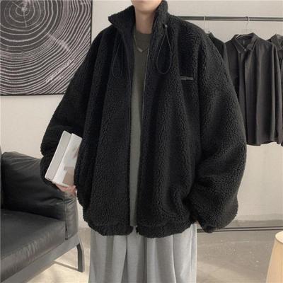 Wendbare Fleecejacke für Herren im Herbst und Winter, Stehkragen, einfarbig, warme Jacke