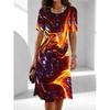 3D Color Tie-Dye Gradient Printed Dress, Summer Short Sleeve Round Neck Casual Mini Dress