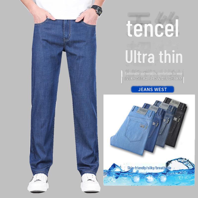 Men's Ultra-Thin Ice Silk Tencel Straight-Leg Jeans