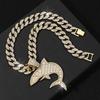 Hip Hop Trendy Animal Whale Pendant, European and American Fashion Full Diamond Dolphin Pendant, Men's Alloy Cuban Chain