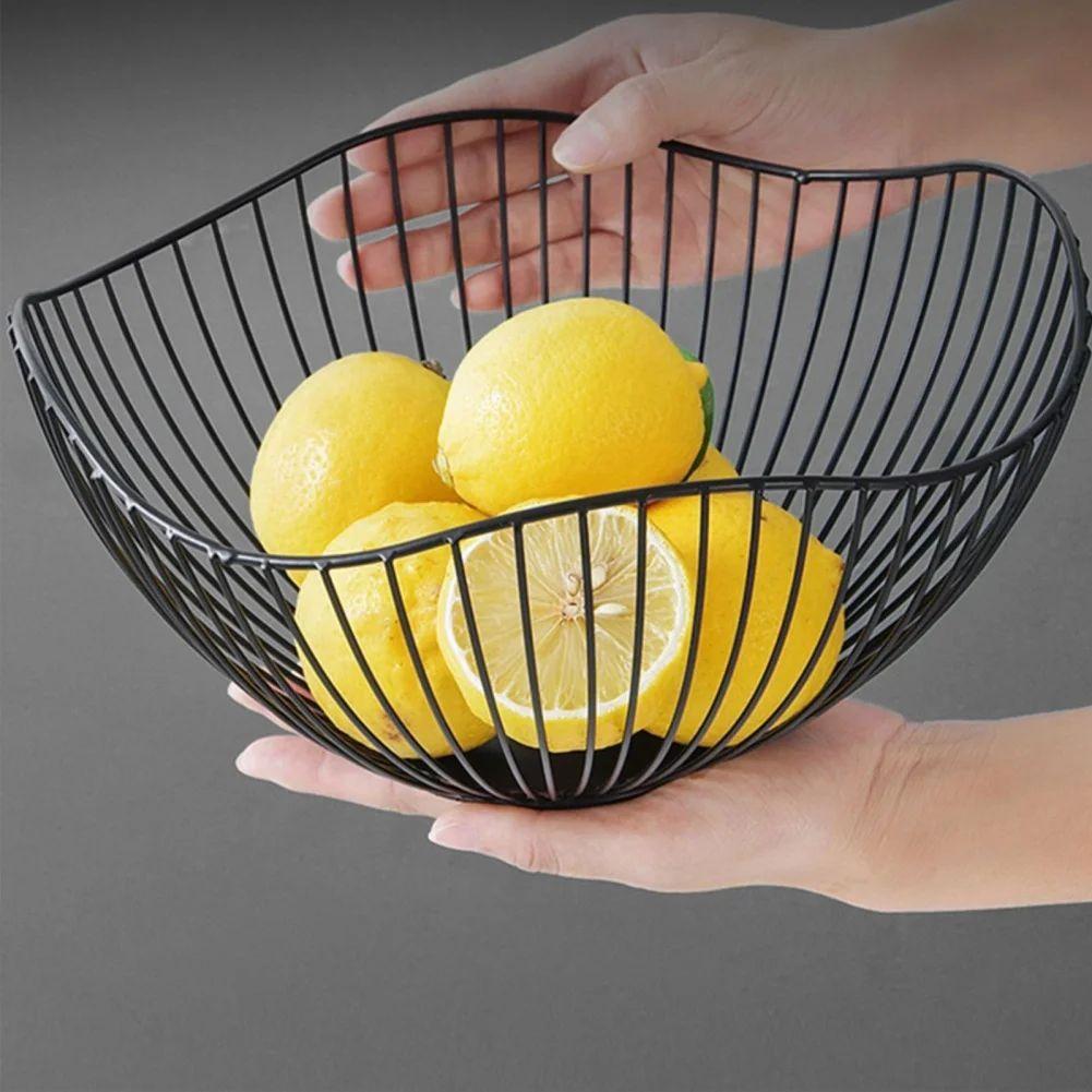 Metal Fruit Basket Simple Fruit Basin Multi-Size Iron Snack Bread Vegetable Storage Bowls Kitchen Eggs Dessert Holder Organizer