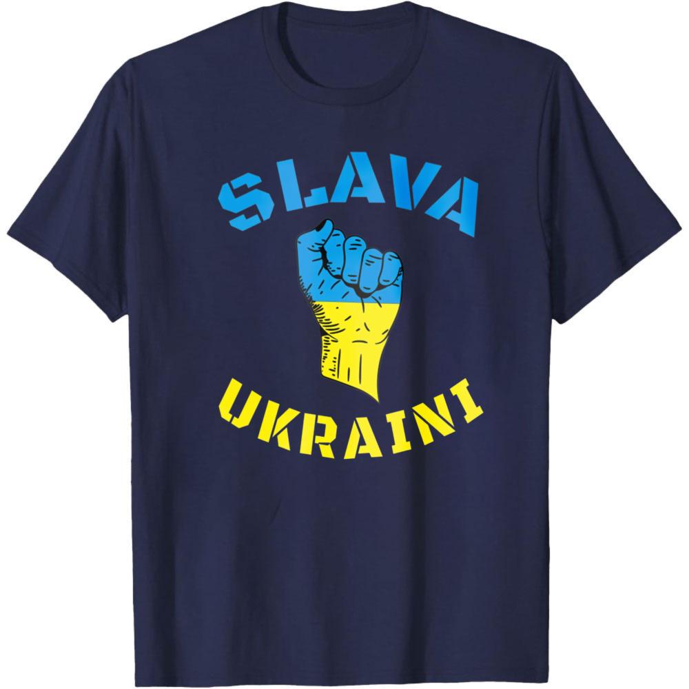 Maglietta Slava Ukraini Design Creativo Ucraina Maglietta con Stampa Bandiera Ucraina Unisex Universale Moda Casual Girocollo T-shirt