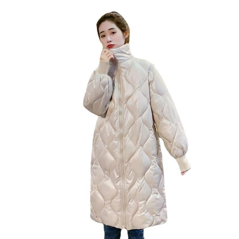 Parka para Mujer Larga Cuello Alto Invierno Cara Brillante Chaqueta Sobre la Rodilla Parka de Invierno
