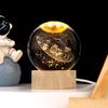 3D Crystal Ball with Warm Light Wooden Base Small Night Light Desktop Decoration Ornaments Holiday