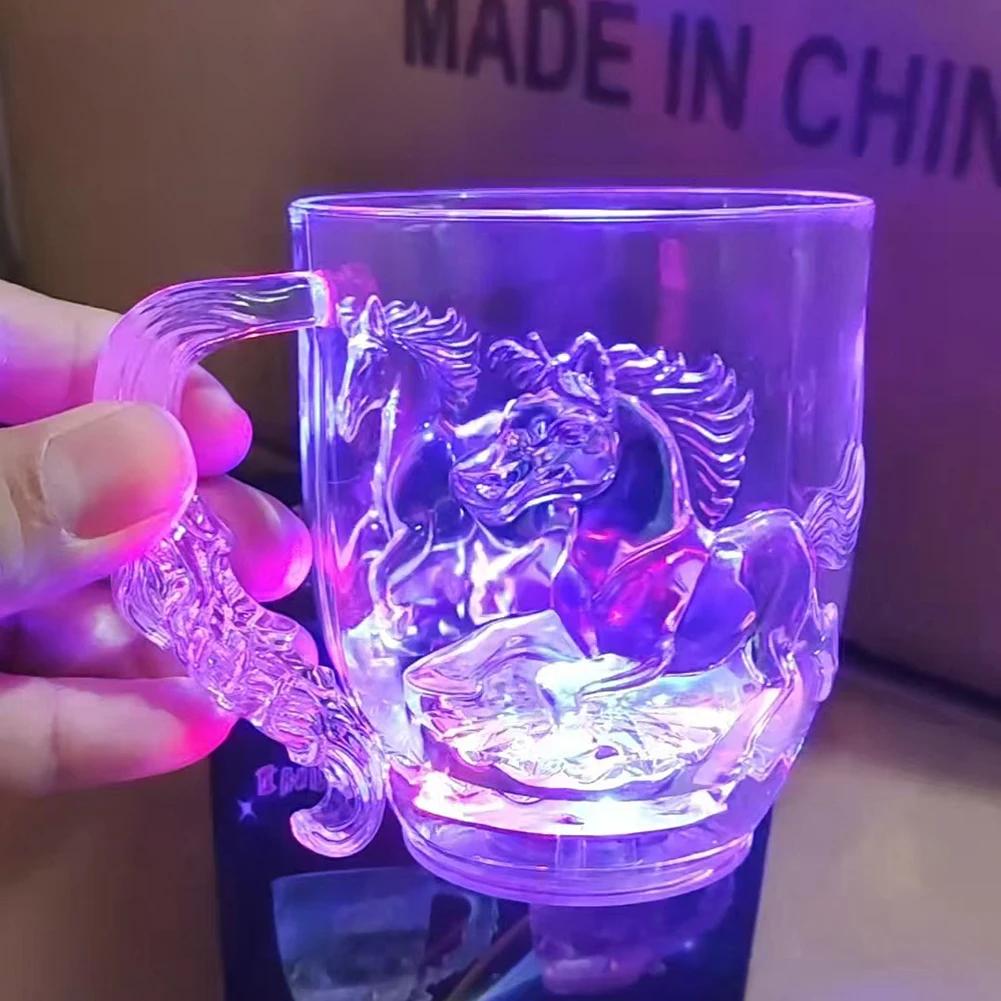 LED Luminous Beer Mug Flash Drinking Cup Color Changing Whiskey Glass Luminous Drinkware Bar Club Birthday Party Supplies