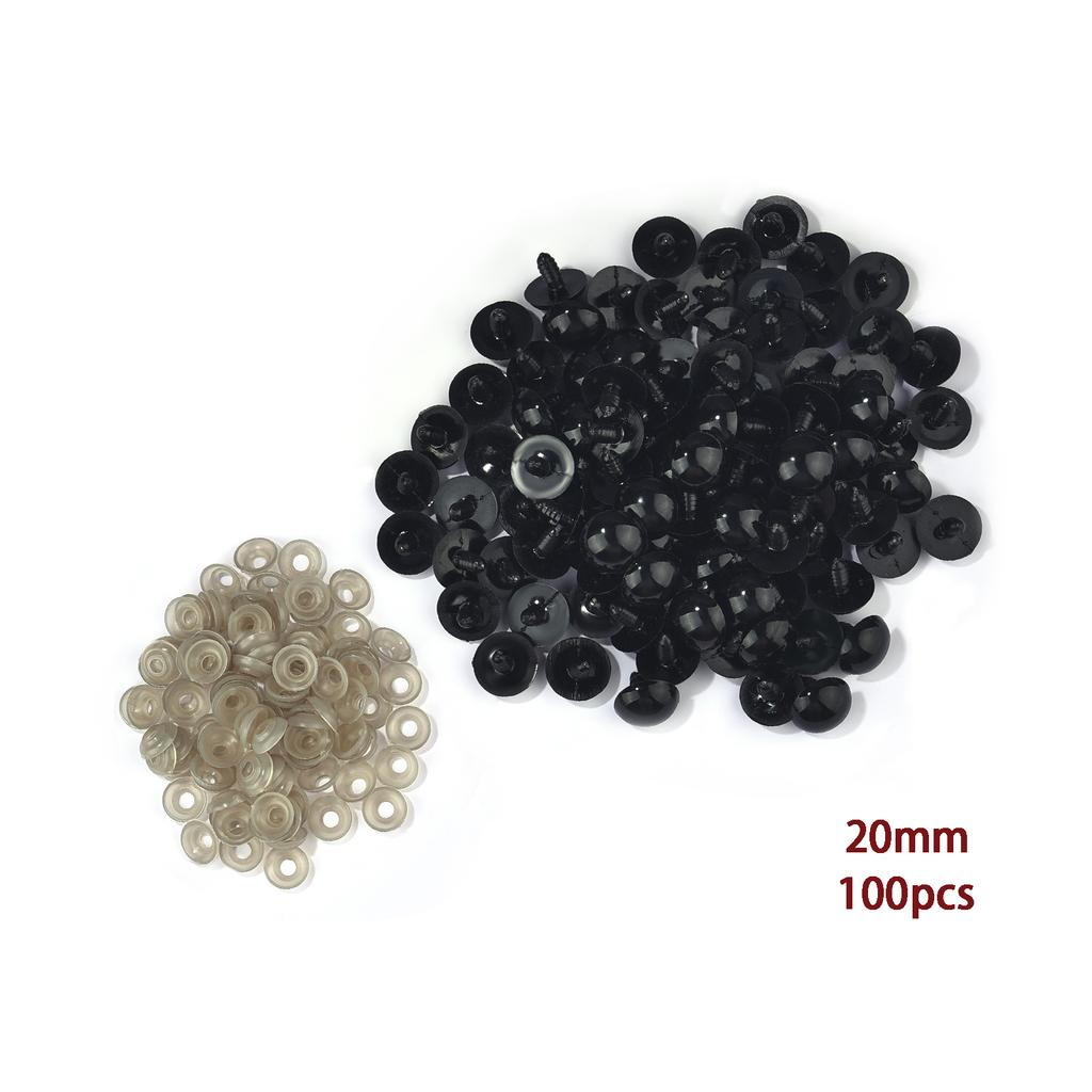 100pcs Black Safety Eyes Plastic Eyeball For Toys Amigurumi Diy Kit Crafts TeddyBear Toy Eye Doll Decoration Accessories 5-20mm