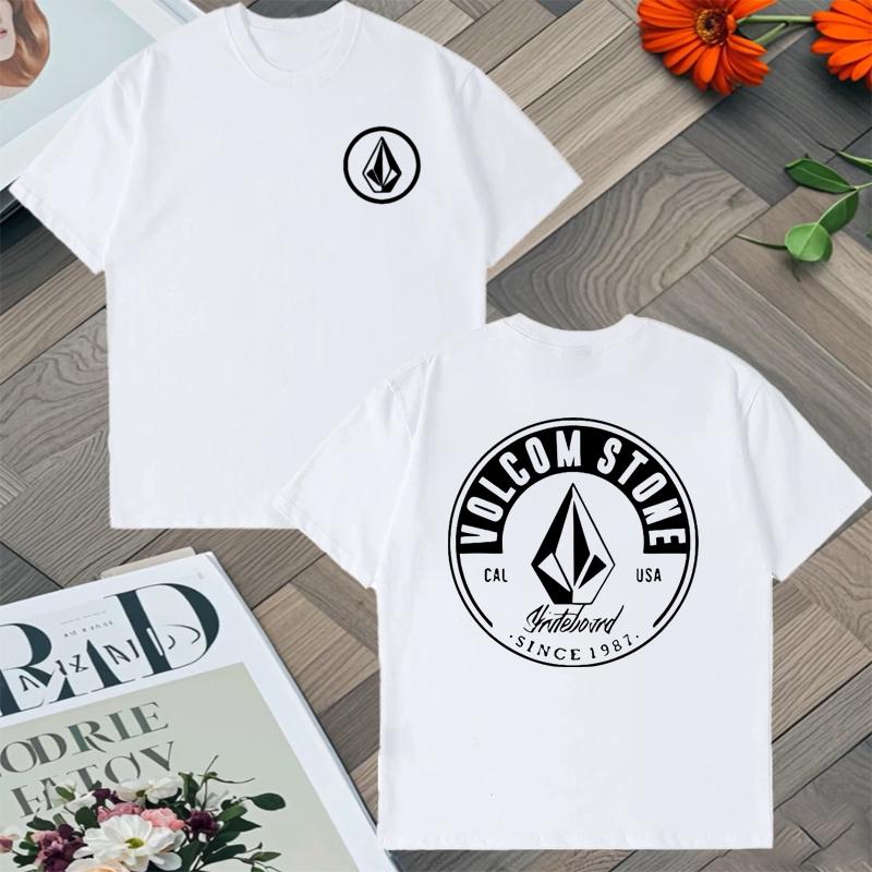 2025 New In Top Volcom Stone Double Sided Printed Oversized Tshirt Unisex Women 100 Cotton Crew Neck Short Sleeve Unisex Tshirts