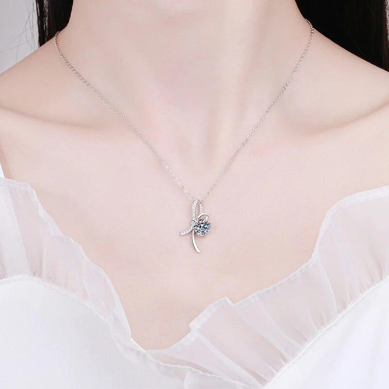 NeeTim 6.5mm 1ct D Color Moissanite Pendant Necklace 925 Sterling Silver with18K Gold Plated Diamond Necklaces Jewelry For Women