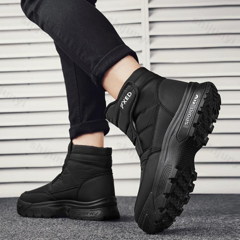 2026 Winter New Men's High Top Thick Soled Casual Snow Boots Warm Comforatble Fashi Versatile Plush Cott Chunky Short Boots