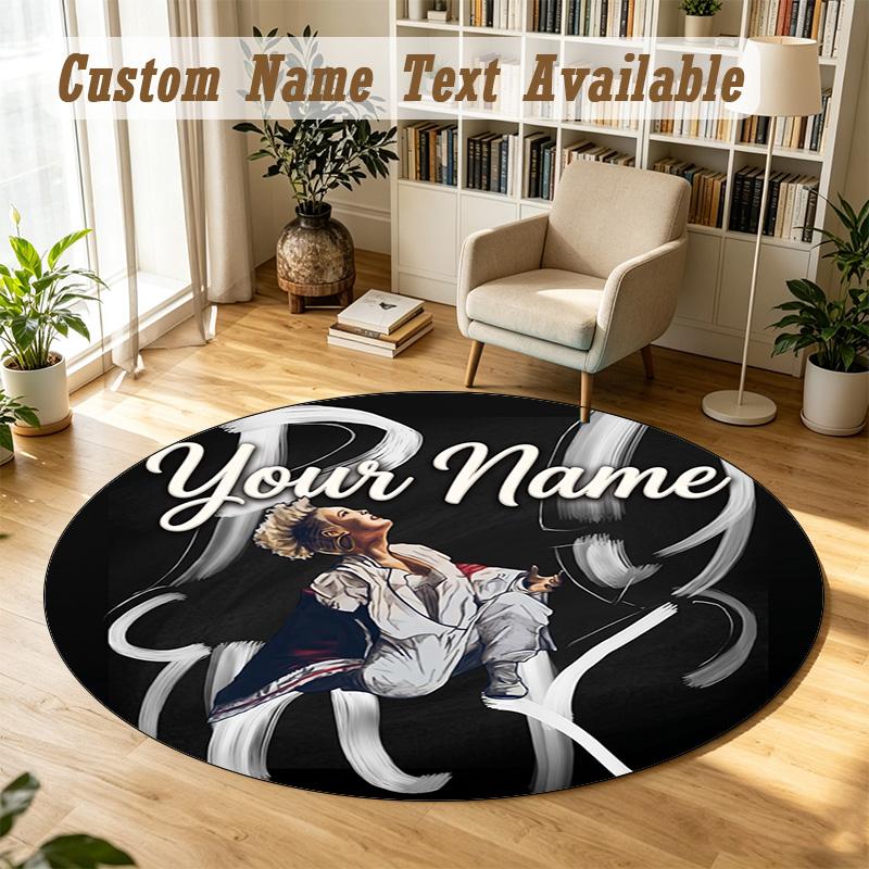 P!nk singer Personalized Round Rug Support Custom Name, Soft Home Decor Mat