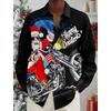 Camicie da Uomo a Tema Natalizio con Stampa Alberi di Natale Grafiche Degradé Fiocchi di Neve Camicie a Manica Lunga Button-Up Top alla Moda