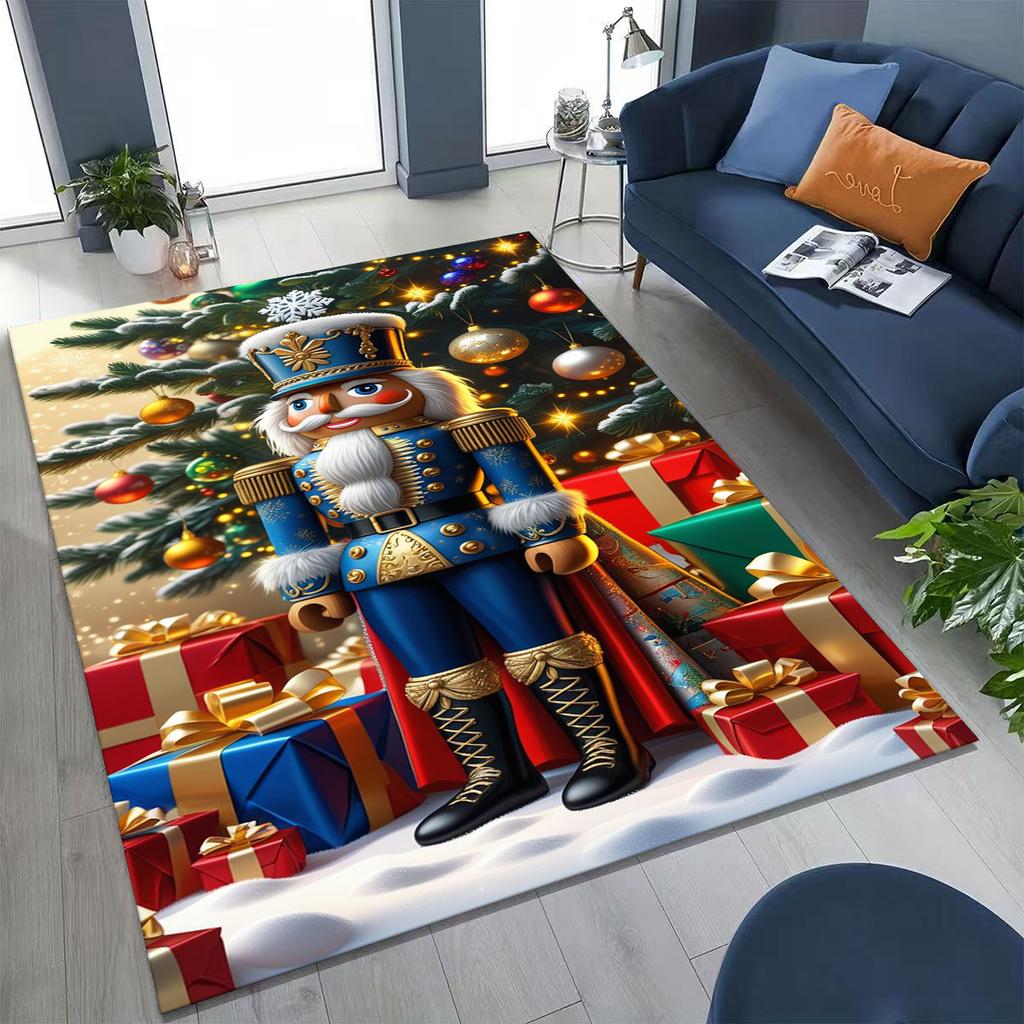 2026 New Nutcracker Merry Christmas Tree Cartoon Puppet Gift Carpet Rug for Bedroom Living Room Sofa Home Doormat Decor,Non-slip