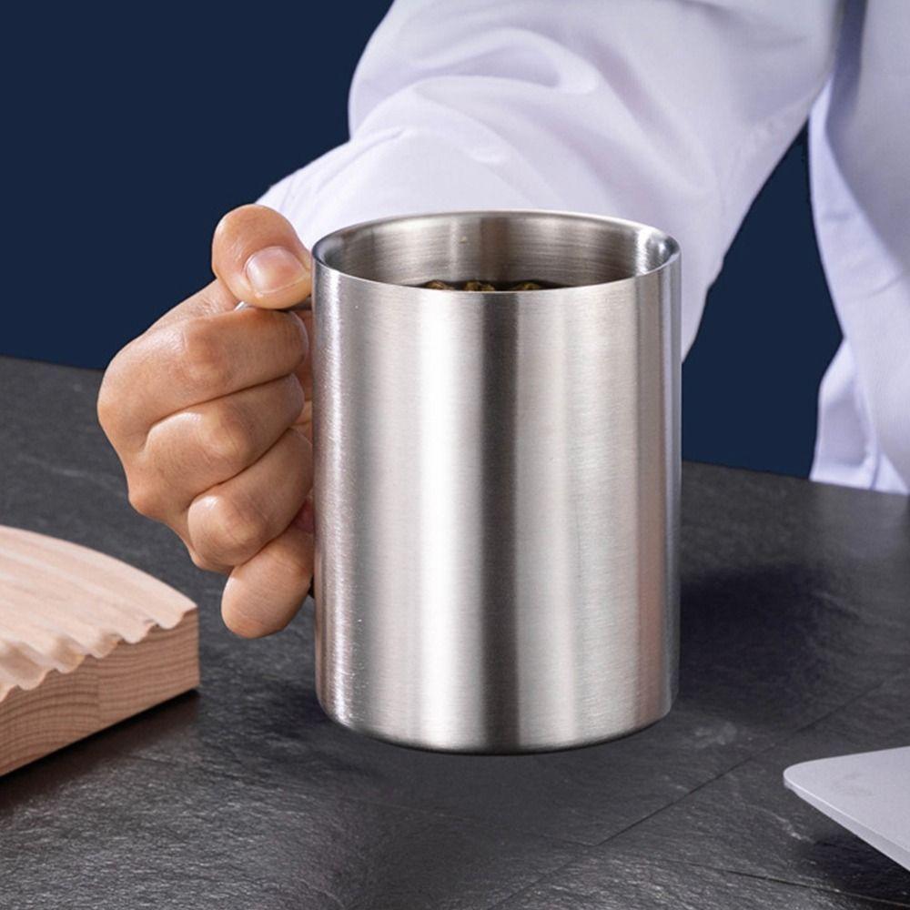 1Pcs Double Layer Water Cup Drink Beer Tea Juice Tea Cup Durable Stainless Steel Mug