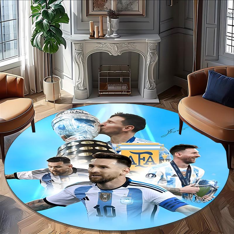 1pc M-Messi1 Carpet, Round Rug, Comfortable, Suitable for Entryways, Living Rooms, Office, And Bedrooms, Christmas Decoration